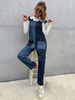Combinaison Long Femme avec Bretelles à Lacets Coupe Cintrée avec Poches Bicolores Combinaison Long