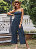Combinaison Long Femme avec Epaule Dénudée Coupe Cintrée Unicolore Combinaison Sexy