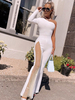 Combinaison Long Femme avec Manche Longue Coupe Cintrée en Mousseline Unicolore