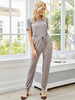 Combinaison Long Femme avec Manches Courtes à Col Rond Coupe Cintrée à Lacets Unicolore