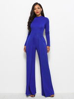 Combinaison Long Femme en Mousseline Sexy Eté à Col Rond avec Manches Longues Coupe Cintrée Combinaison Moulant Sexy