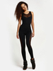 Combinaison Long Moulant Femme en Mousseline avec Bretelles à Col Rond Transparente Coupe Cintrée Elastique Unicolore