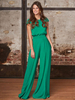Combinaison mariage Combinaison de soirée col rond manche courte pantalon au sol verte