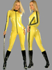 Combinaison Ninja Jaune Zentai Bruce Lee Cosplay Catsuits Déguisements Halloween PVC Sexy Femmes