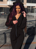 Combinaison noire à capuche Manches Longues Chaînes Polyester Coupe Combinée Eté Combi DÉté Femmes Combi-short