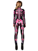 Combinaison skinny à manches longues et imprimé floral squelette Halloween