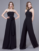 Combinaison soirée noir en chiffon bustier longueur au sol