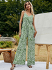 Combinaison verte col en V sans manches en polyester tenue dété une pièce