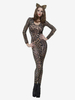 Combinaison zentai sexy à imprimé léopard pour femme