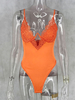 Combinaisons Bodys Femmes en Dentelles avec Bretelles à Col Décolleté en V Creusant les Fleurs Coupe Cintrée Moulants Sexy