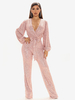 Combinaisons Femmes Paillettes Col V Manches Longues Ceinture Club