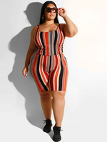 Combinaisons Grande Taille Court Femme Imprimés Rayures Sexy avec Bretelles à Col Décolleté en U Coupe Cintrée Multicolores Sexy Eté