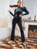 Combinaisons Longs Femme en Velours avec Manches Longues Coupe Cintrée Unicolore