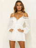Combinaisons Shorts Courtes Femme Eté en Dentelle avec Bretelles avec Manches Longues Amples à Col Décolleté en V à Lacets Coupe Cintrée Bas Evasée Unicolore Eté Sexy