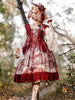 Conte de Fée Lolita JSK Robe Infanta Chiffon Burgundy Lolita Douce à Volant