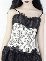 Corset Gothique Noir Volants Noeuds Déguisements Halloween Costumes Rétro
