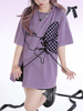 Corset Lolita Femme Violet Dentelle Motif Papillon Polyester