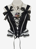 Corset Lolita Pour Femme Noir Volants Polyester