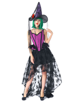 Corsets Dress For Women Purple Sexy Lace Up Overbust Corset And Black High Low Skirt