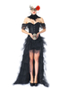 Corsets Robe Pour Femmes Noir Classique Corset Haute Jupe Basse Quatre Pièces Ensemble Costume Bal Robe De Soirée