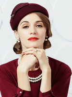 Cosplay Chapeau pour femme en laine bordeaux de fête chapeau Déguisements Halloween
