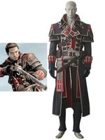 Cosplay dans Assassins Creed en tissu uniforme noir Pantalons&ceinture&Gants&avec accessoire&Chemise&et pauldron&Manteaux Déguisements Halloween