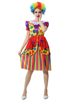 cosplay de cirque clown Robe pour femme en fibre polyester en polyester pour adultes de fêtes rouge Déguisements Halloween
