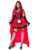 Cosplay de Little red Riding hood Robe pour femme Ensemble rouge en satin mat en mélange poly/coton Déguisements Halloween