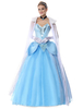 Cosplay sexy de conte bleue avec crinoline Tissu de satin Ensemble en polyester pour femme pour adultes Déguisements Halloween