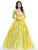 Cosplay sexy de conte jaune Robe en polyester Ensemble en fibre polyester pour femme pour adultes Déguisements Halloween