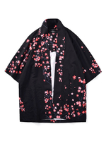 Costume asiatique Kimono Noir Top Motif adulte \