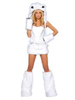 Costume Carnaval dours sexy Halloween Costume Carnaval de fausse fourrure blanche pour femme en 4 pièces Halloween