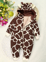 Costume Carnaval de girafe Déguisements Halloween enfants brun à manches longues à capuche Jumpsuit Toddlers