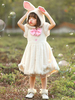 Costume Carnaval de Lapin Fille Cadeau Noël Enfants Robe Bébé avec Chapeau à Capuche Déguisement Halloween Baptême