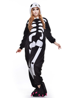 Costume Carnaval Kigurumi Carnaval motif squelette blanc noir Déguisements Halloween