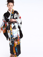 Costume Carnaval Kimono Noir Femme En Satin Déguisements Halloween