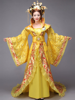 Costume Chinois Femme Ancienne Impératrice Jaune À Paillettes Déguisement Halloween