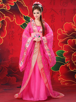 Costume Chinois Femme Traditionnelle Rose En Mousseline De Soie Hanfu Robe Ancienne Dynastie Tang Vêtements 3 Pièces Déguisements Halloween