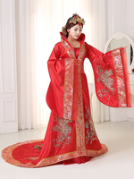 Costume chinois traditionnel féminin rouge satin femmes Hanfu robe ancienne dynastie Tang vêtements 3 pièces Déguisements Halloween