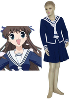 Costume Cosplay pour filles deFruits Basket Tohru Honda en tissu uniforme bleu et blanc Déguisements Halloween