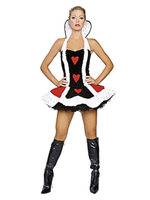 Costume court sexy de reine de coeur dHalloween avec motif de coeurs Halloween