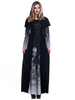 Costume Crâne De Sorcière Femme Cape Noire Cosplay Déguisements Halloween