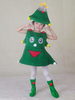 Costume darbre de Noël vert de Noël Robe de chapeau en fibre de polyester Costumes de vacances de Noël Ensemble complet