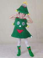 Costume darbre de Noël vert de Noël Robe de chapeau en fibre de polyester Costumes de vacances de Noël Ensemble complet