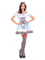Costume dDéguisements Halloween Alice au pays des merveilles femmes bleu clair robes et coiffures