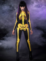 Costume dHalloween Combinaison Squelette Glod Zentai Tenue dHalloween