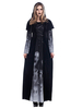 Costume dHalloween pour femme noir en fibre de polyester crâne façonnant la robe de vacances de vampire