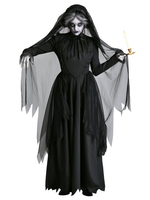 Costume dHalloween pour homme Robe en fibre de polyester noire Costume de vacances en couches bicolores