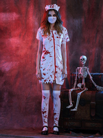Costume dinfirmière zombie effrayante pour Halloween pour adultes robe de médecin sanglante