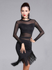 Costume Dance Latine Soie Semi manche Franges irrégulière 2021 Robe moulante de danse latine Déguisements Halloween